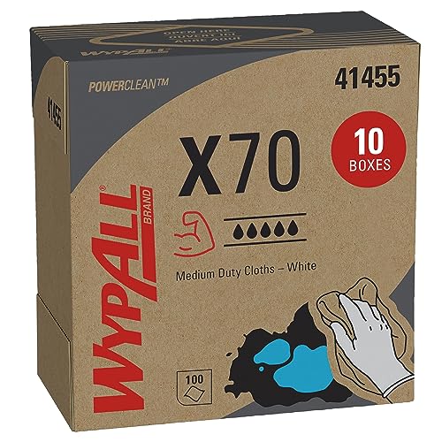 Image of WypAll X70 Extended Use Reusable Cloths (41455), POP-UP Box, Long Lasting Performance, White (10 boxes of 100 wipes)