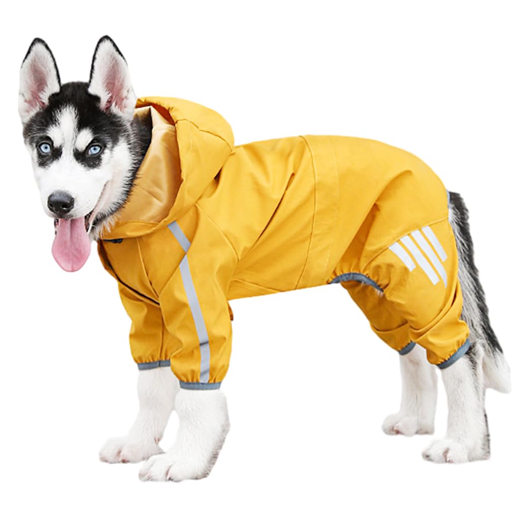 Qpets® Dog Rain Jacket, Outdoor Rain Coat for Dog Button Up Hooded, Drawstring Hood Design Dog Rain Jacket Fashion Dog Rain Coat with Reflective Strip (Neck-38.5CM/15, Chest-60CM/23.6) (B0CTCBP6TD) Amazon Price History, Amazon Price Tracker