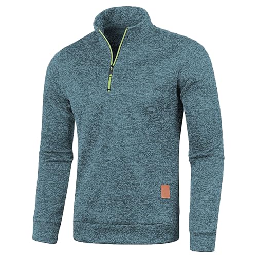lciwsqrtek Sudadera Cremallera Hombre, Sudaderas de Trabajo para Hombre Moda Manga Larga Suave Cómoda Transpirable Sudaderas Térmica Sin Capucha Casual Deportiva Invierno Regular Fit
