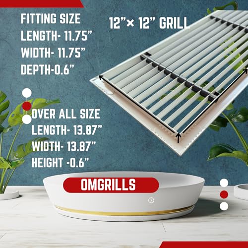 Image of Premium Central air Conditioning Grille- Linear Bar Grilles - Aluminium Powder Coated Grill, Ventilation Grill, Home Grill, ac Jali, Grill for Wall, Sidewall and Ceiling (12 inch * 12 inch)