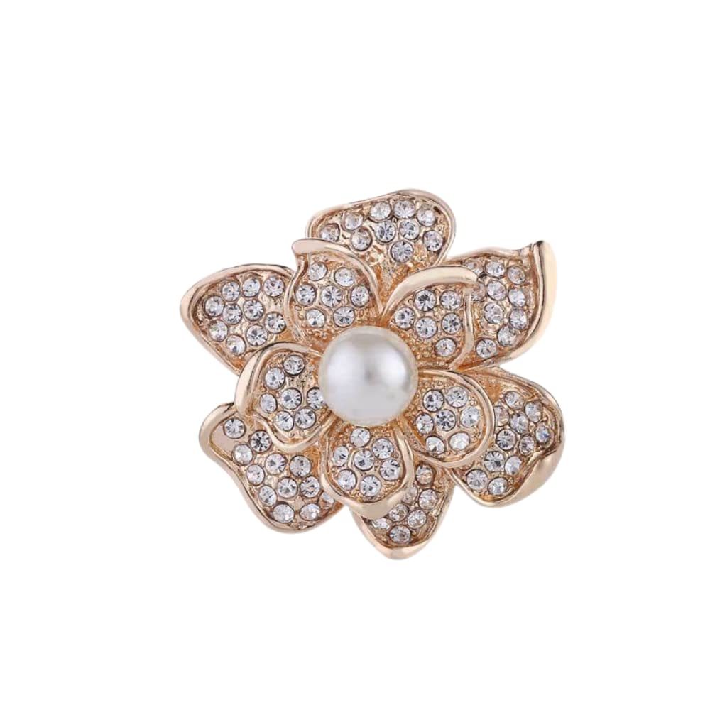 COLORFUL BLING Elegant Imitation Pearl Floral Crystal Brooch Pin for Wedding Bridal Fashion Jewelry