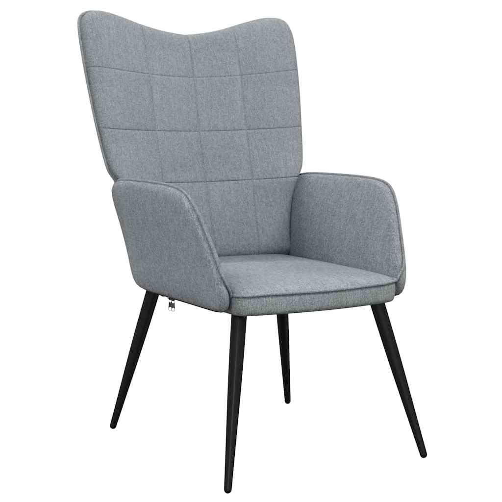Sillón relax de tela gris claro, sillón de tapicería moderna con marco de acero, cómodo sillón de lectura para sala de estar, dormitorio, oficina, cómodo sillón reclinable para adultos