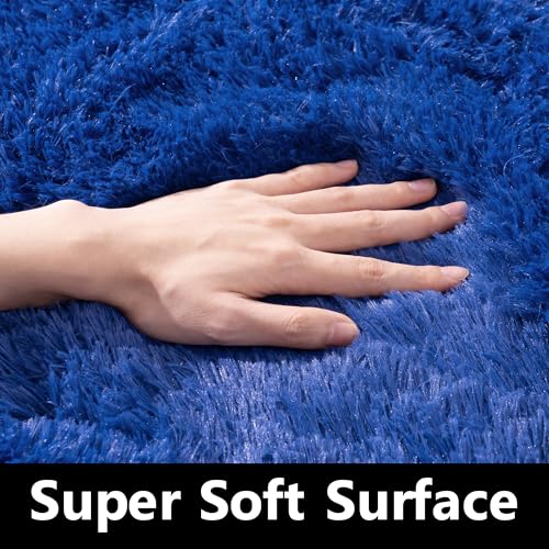 Navy Area Rug 8x10 - Super Soft Fluffy Rug for Living Room & Bedroom - Dark Blue Clearance
