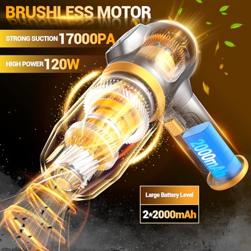 Image of Portable Car Vacuum Cordless Mini Handheld Vacuums Cleaner Rechargeable with LCD Display and Multi-Nozzles, High Power Hand held Cleaners for Car, Home, Office, Sofa, Pet Hair,Keyboard