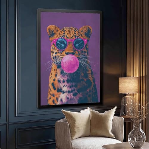 Affiche léopard bubblegum fun mur vide solution déco toile chambre ado