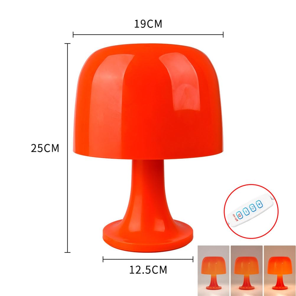 AoLa Pilzlampe Orange LED Tischlampe mit Kabel und Schalter Dimmbar Tischleuchte Pilz Orange lnnen Moderne Design Deko Lampe für Kinderzimmer Schlafzimmer Wohnzimmer Esstisch