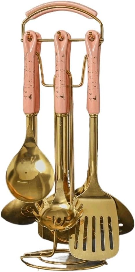 DUYHBAWRS-779 Kitchenware Set Ceramic Stainless Steel Kitchenware Stainless Steel Cooking Spoon Spatula Set(E)