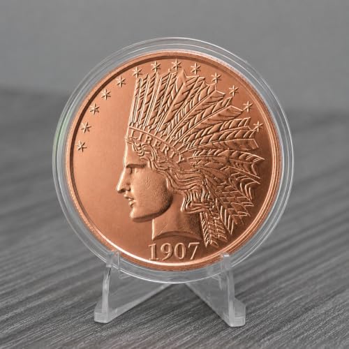 Image of 1907 Indian $10 Gold Eagle Replica 1 oz Pure .999 Copper Round Collectible 39mm Coin in Capsule - COA by Heavenly Metals