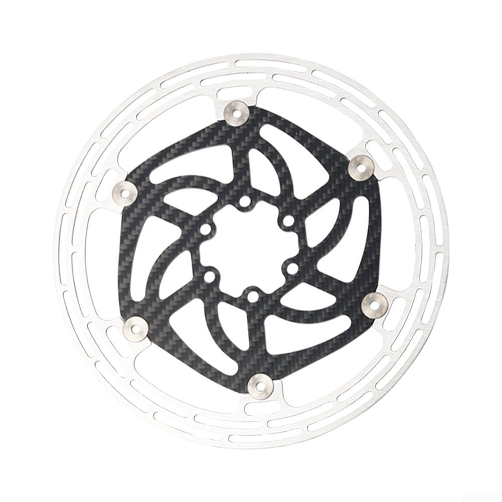 Zoegneer Disco de freno flotante ultraligero para bicicleta de carretera de montaña, soporte de fibra de carbono de 140 mm con acero, diseño semiflotante para una mejor disipación del calor, ánodo