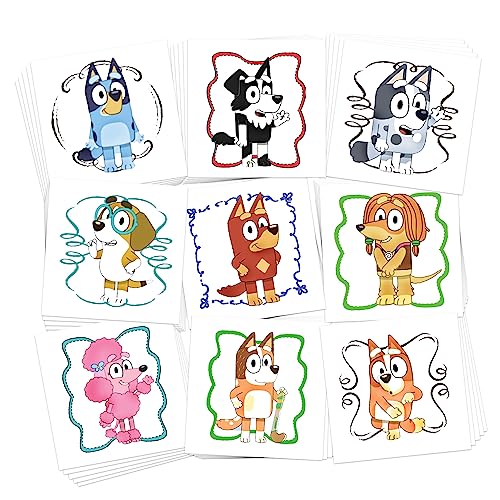 Blue Dog Temporary Tattoos for Kids - 45pk - Kids Birthday Party Favors - Pinata Stuffers