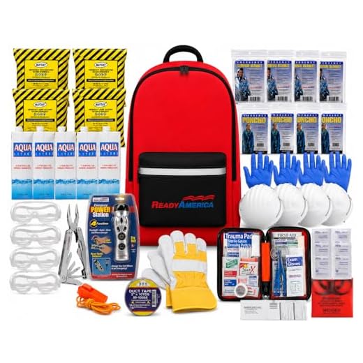 Ready America 72 Hour Deluxe Emergency Kit, 4-Person 3-Day Backpack, First Aid Kit, Survival Blanket, Power Station, Emergency Food, Portable Disaster Preparedness Go-Bag for Earthquake, Fire, Flood