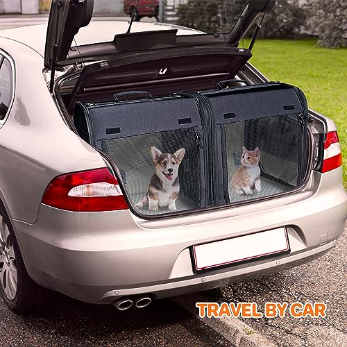 image for IKARE Large Cat Carrier,Cat Travel Carrier with Litter Box,Double Cat 