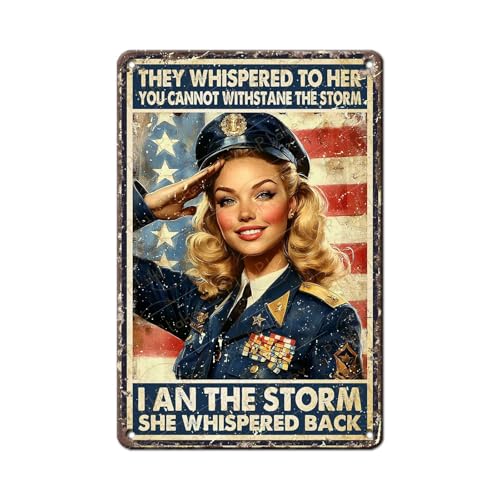Vintage Metal Sign Flight Attendant She Is Storm She Whispered Back Home Wall Decor Poster Garage Military Academy Bar Pub Club Man Cave Art Plaque 8x12 Inch