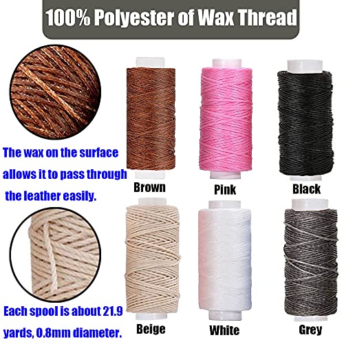 12 Pieces Portable Sewing Awl Kit,Stitching Awl Hand Stitcher Repair Tool Kit For Leather, Heavy Fabrics And Canvas With Needles(Straight And Curved), Coil And Waxed Threads For Diy Process #TOP5