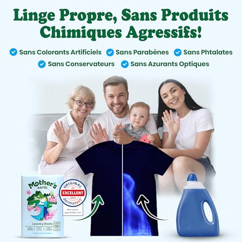Mother's Earth Waschmittel-Blätter – Frühlingsblüte-Duft – Nachhaltige, kraftvolle Reinigung, ohne Plastikverpackung, optische Aufheller & Parabene – Für bis zu 60 Waschladungen 2