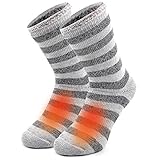 Busy Socks Winter Warm Thermal Socks for Men Women Extra Thick Insulated Heated Crew Boot Socks for Extreme Cold Weather, Medium, 1 Pair Light Grey Striped