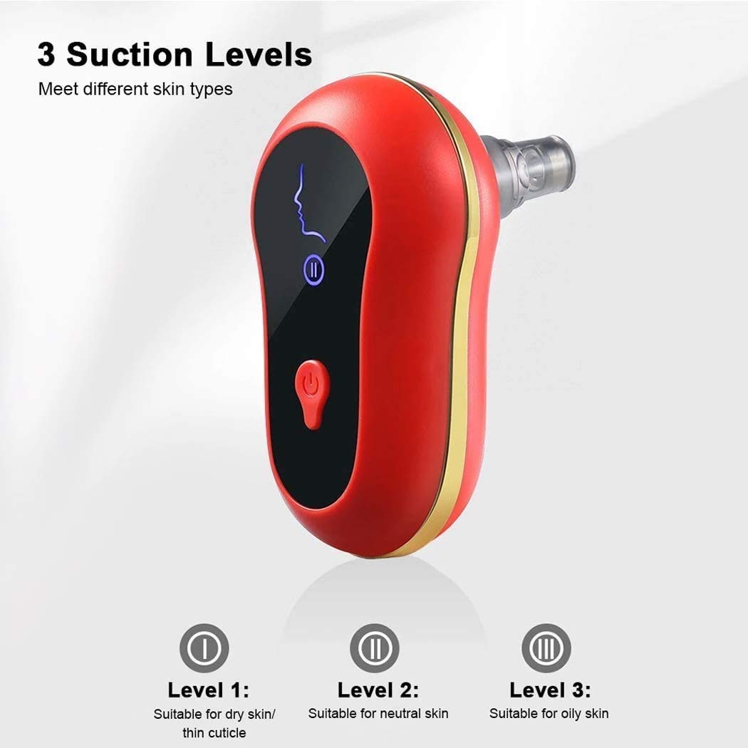 Removedor de cabezal Blackhead Poro Vacuum - Herramienta de succión del limpiador de poro facial recargable USB con la pantalla de succión LED 5 sondas de succión reemplazables para toda la piel