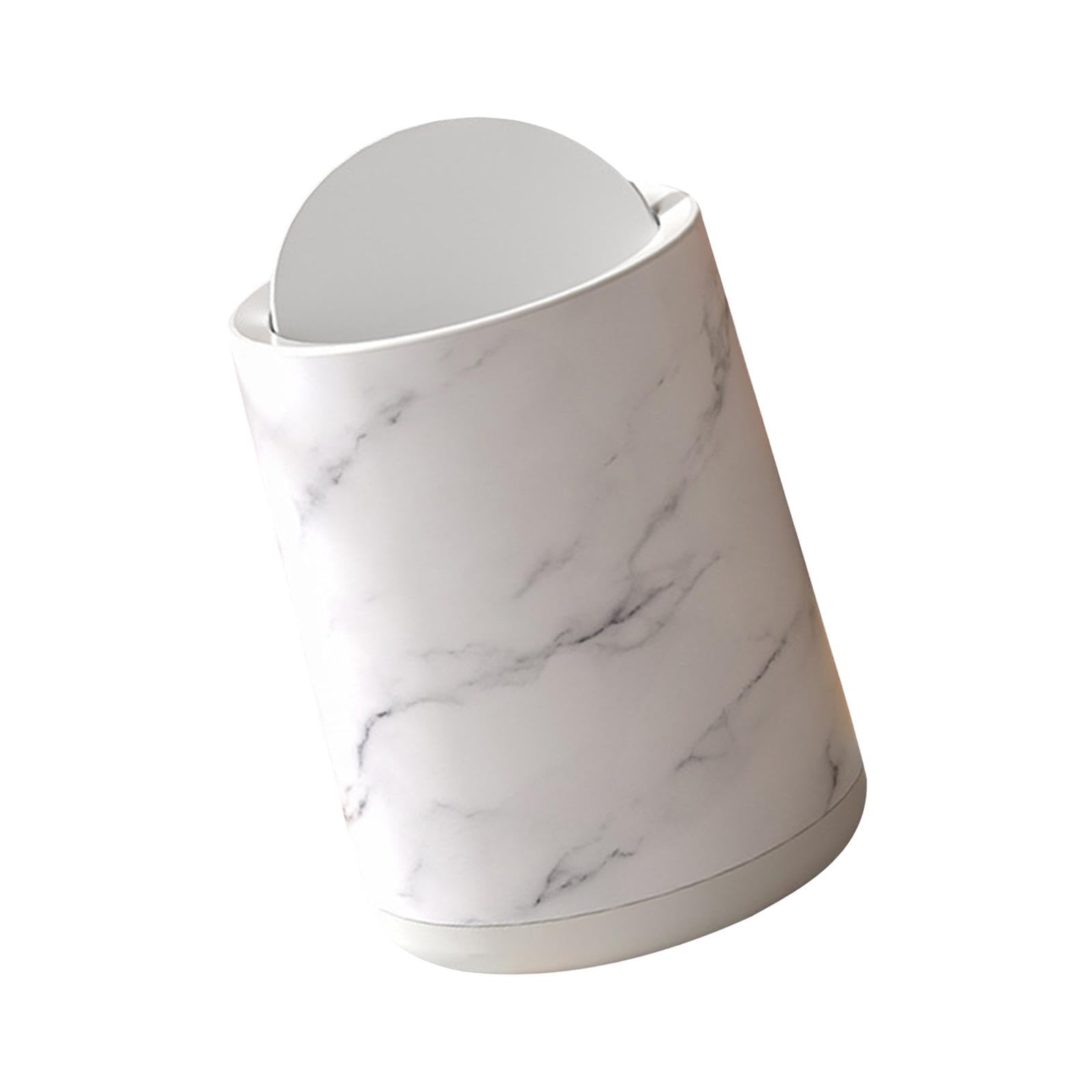 Cestino per Rifiuti in Marmo, Contenitore per Spazzatura Moderno, Elegante Cestino Interno Rimovibile per Casa, Bagno, Dormitorio, Bianco Piccolo