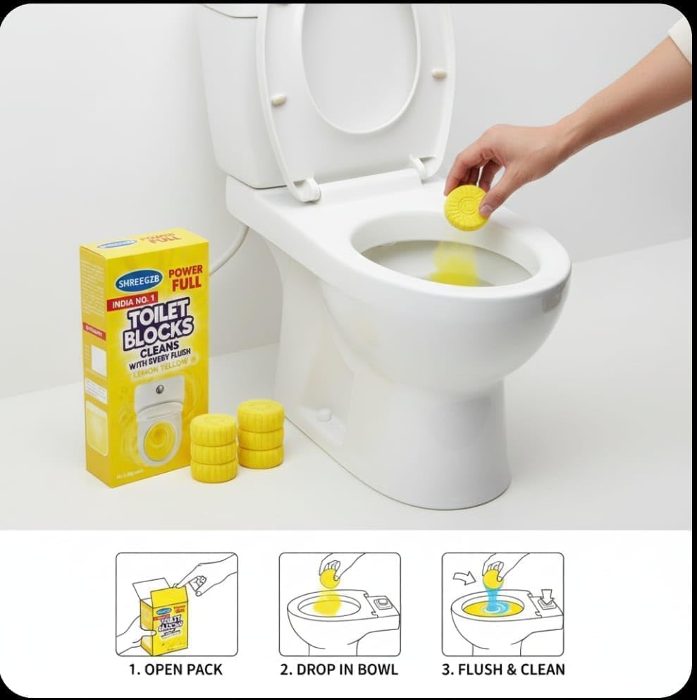 Image of 20 Tablet Flush Toilet Bowl Cleaner Tablets, Bathroom Toilet Tank Cleaner, Powerful Cleaning Ball Toilet Blue Deep Clean Bubbles, Mild Lemon Scent (20 Unit Lemon tabletss)