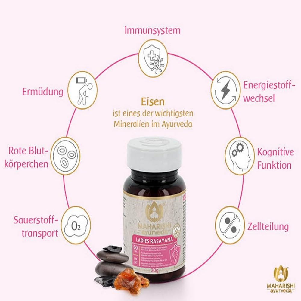 Maharishi Ayurveda Ladies Rasayana (für Frauen) | Nahrungsergänzungsmittel mit ausgewählten ayurvedischen Pflanzenteilen & Mineralien | Reich an Eisen | 60 Tabletten | 1 er Pack