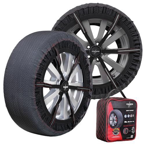 SHOW’7 ULTIMATE – Paire de Chaines Textiles à Neige Premium Kevlar – Performances Équivalentes à une Chaîne Métallique – Auto-Recentrage – Boîte de Transport et Gants inclus