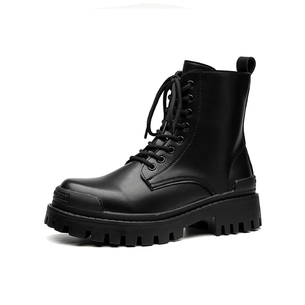 MANLADUO Bottes Oxford britanniques vintage pour homme avec semelle épaisse, fermeture éclair latérale et style Derby classique – Inspiré de la moto