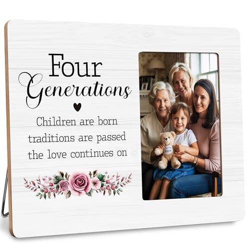 Four Generations Family Picture Frame, Gifts for Great Grandma Grandpa, Fits 4x6 Photo