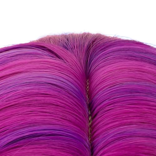 Image of PATTNIUM Girls Rose and Purple Short Side Part Curly Wavy Wig | Kids Rose Purple Short Wig for Halloween Costume Cosplay Party Wig