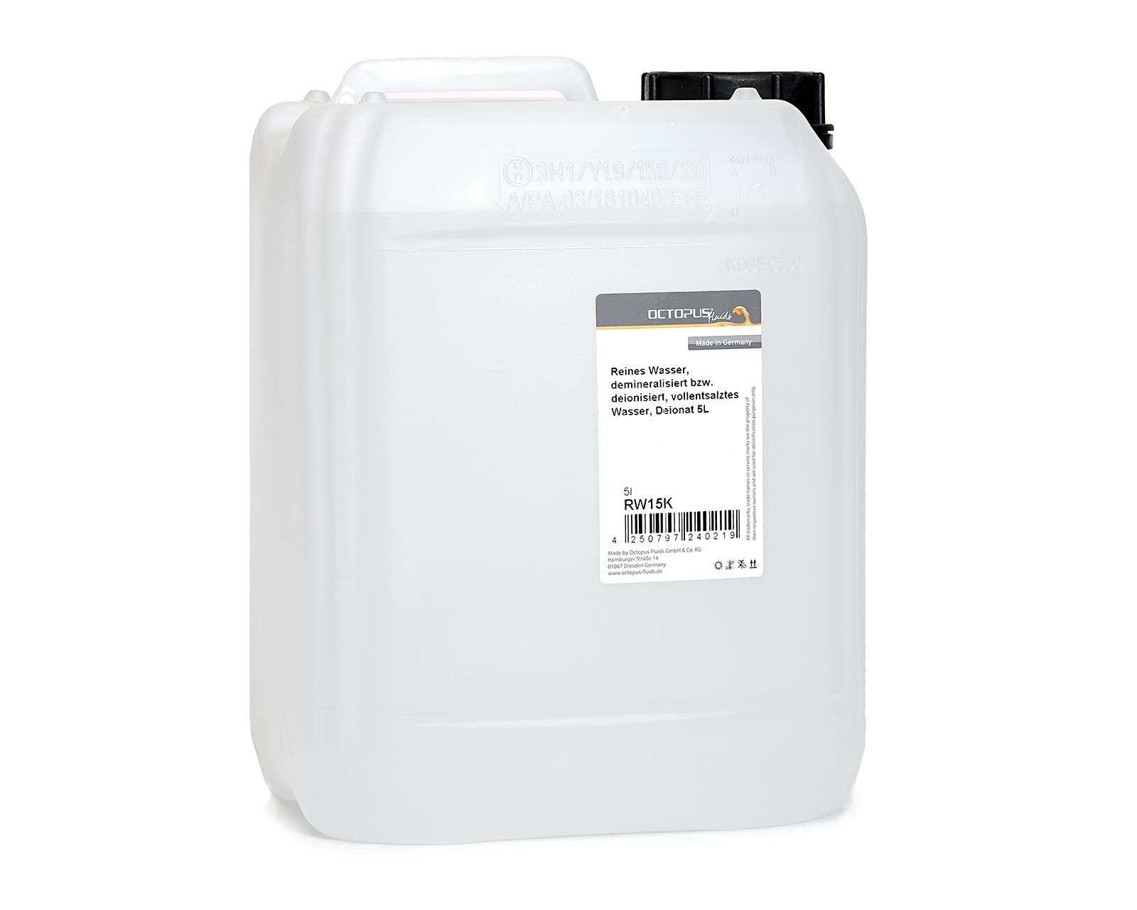 Reines Wasser, Reinwasser, Labor Wasser, salzarm, demineralisiert bzw. deionisiert 5L