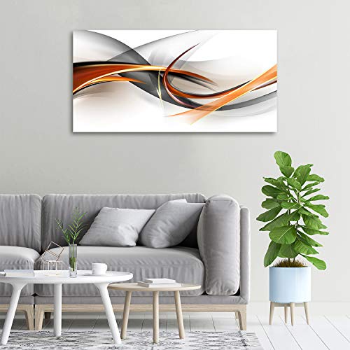 Tulup - Schilderijen op glas - 100x50 - Schilderij - Muurdecoratie - Wanddecor - Kunstdruk - Muurkunst - Modern Decoratief Beeld Gedrukt - Wandschilderijen - Decoratie Poster - Foto - Afbeelding - Art: modern & classic - golven abstractie - Oranje - Afbeelding 4