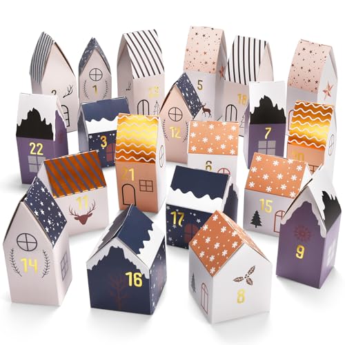 KOHMUI Adventskalender zum Befüllen, 24 Weihnachtskalender Häuser...