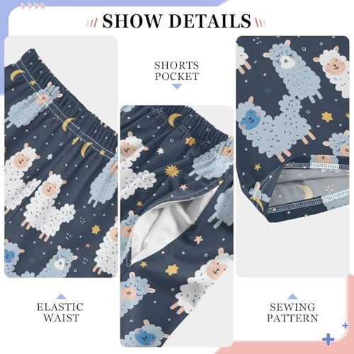 senya Cute Alpaca Moon 1 Long Pajama Pants Bottoms Soft Sleepwear with Pockets4