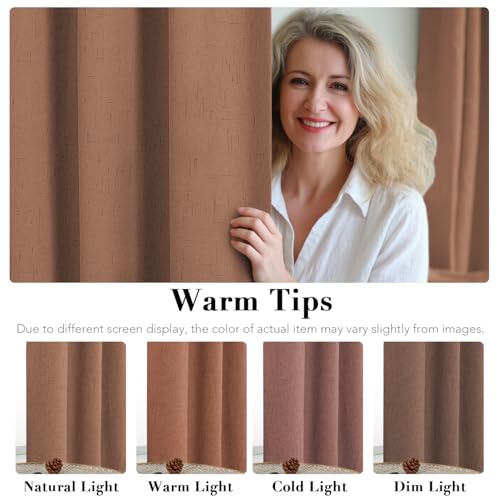 Image of H.VERSAILTEX 100% Blackout Curtains for Bedroom Thermal Insulated Linen Textured Curtains Heat and Full Light Blocking Drapes Living Room Curtains 2 Panel Sets, Washed Spice, 52x45 Inch