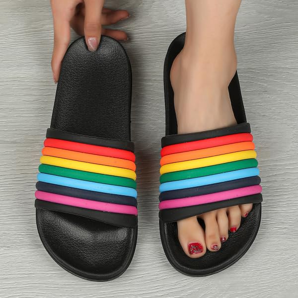 Rainbow Sport Sandal Slide for Women for Men Pride Month LGBTQ+ Parades Queer Party Cute Y2k Kawaii Aesthetic Sandals Shower Slippers Flats Indoor Outdoor Beach Travel Pool3