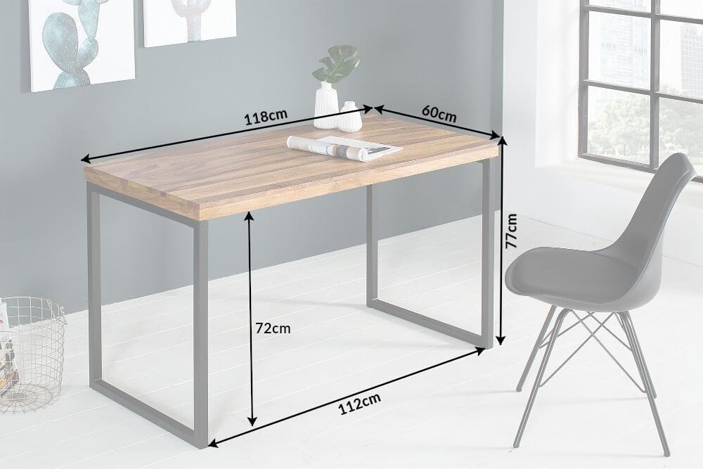 Riess Ambiente Massiver Schreibtisch Elements - 120cm - schwarz - Sheesham Metall Bürotisch Massivholz Holztisch