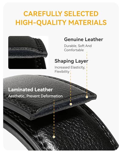 Image of CHAOREN Click Belts for Men 2 Pack - Mens Ratchet Leather Belt 1 3 /8 inch for Dress and Casual - Micro Adjustable Belt Fit