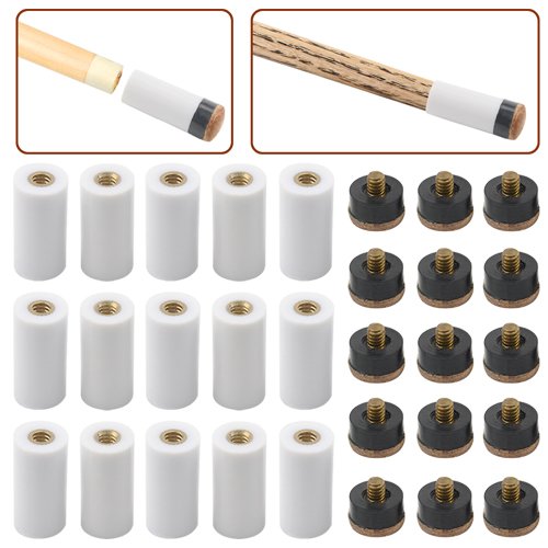 XINGYHENG 15 Set(30pcs) Billiard Cue White Ferrules with Screw-on Replaceable Cue Tips Billiard Accessories Replacement Parts Stick Repair Tool Set(
