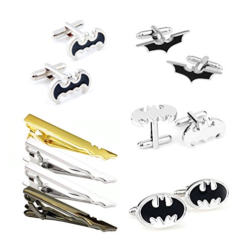 Badmen Super Hero Collection Batman Mens Classic Formal Occasions Cufflinks and Tie Clip Bar Set (4s cufflinkssetA)