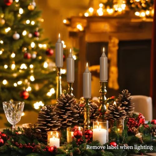 Image of Brown Unscented Taper Candles Long Lasting Burn Candles 5 Inch Short Dinner Candle Sticks Smokeless Wax Candles 4 Pcs for Holiday Gifts Home Decoration