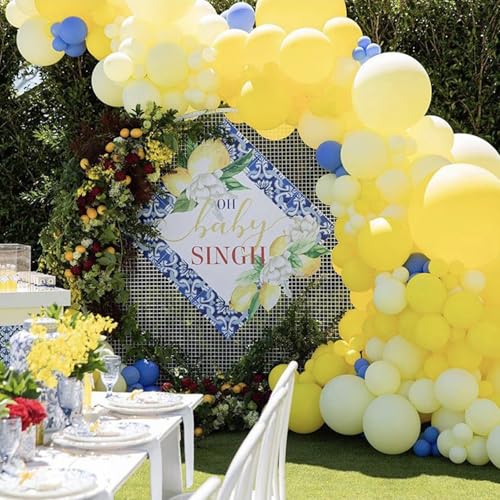 Image of PartyWoo Yellow and White Balloons, 140 pcs Pastel Yellow and White Balloons Different Sizes Pack of 18 Inch 12 Inch 10 Inch 5 Inch for Balloon Garland Arch as Birthday Decorations, Party Decorations