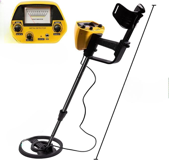 KANVEE Metal Detector for Adults and Kids, 33"-42" Adjustable Stem with 8" Waterproof Coil, Bounty Hunter Gold Digger Metal Detector with High Accuracy Adjustable Pointer Display