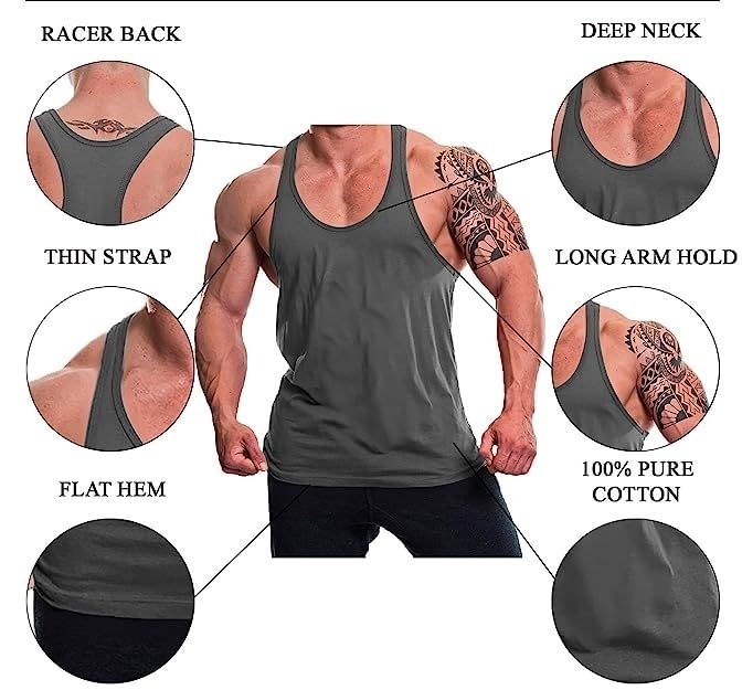 Image of THE BLAZZE Men's Cotton Sleeveless Tank Tops Gym Vest for Mens