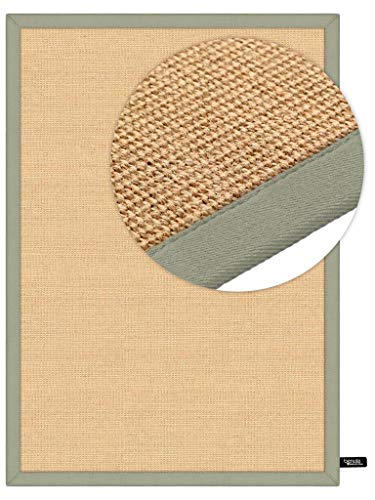 Benuta - Alfombra de sisal con Cenefa Verde, 140 x 200 cm, Fibra Natural para Pasillo y salón