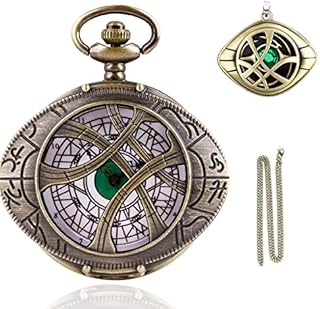 Tiong Antique Steampunk Quartz Pocket Watch Pendant Necklace Chain Gift Men, Pocket Watch Men's Quartz Pocket Watch Strap Gift Box