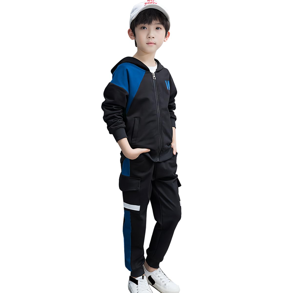 Linboo Jungen Trainingsanzug Sport Set 2tlg Jogginganzug mit Kapuze
