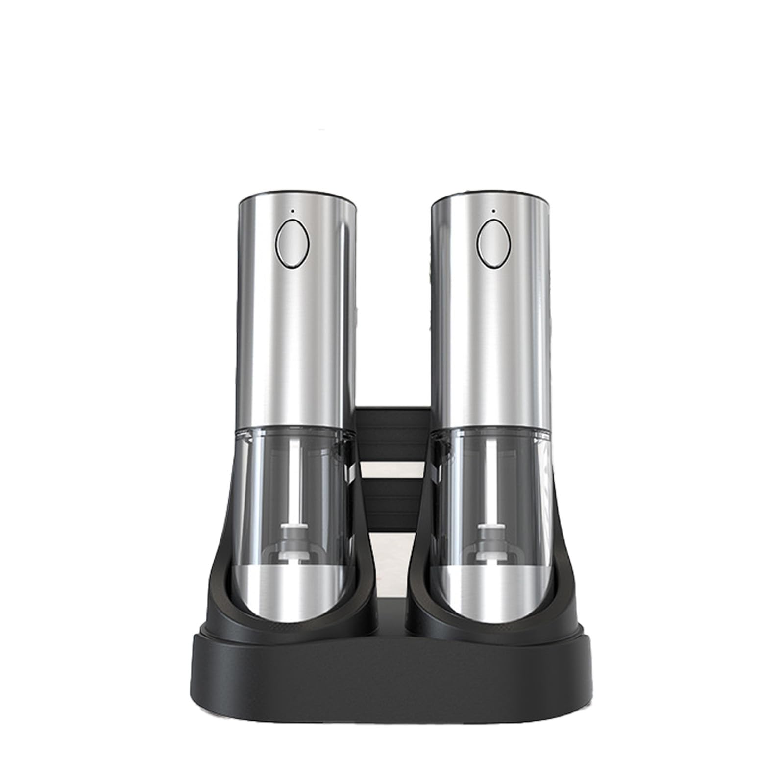 Electric Salt and Pepper Grinder Set with LED Light, Rechargeable Salt and Pepper Mill Stainless Steel Upgrade Gravity Salt Pepper Mill Grinder with Charging Base 95ml Capacity Spice Grinder