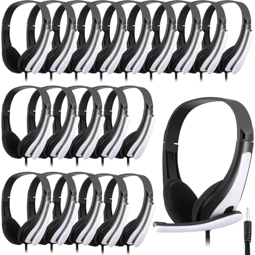 20 Pack Bulk Classroom Headphones with Microphone Students