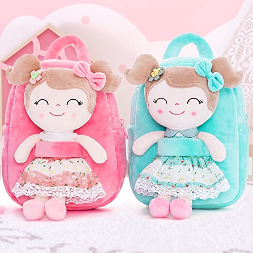 Gloveleya Toddler Backpack Baby Girl Gift Plush Bag Diaper Bag with Spring Girl Doll Pink 9 Inches - Image 4