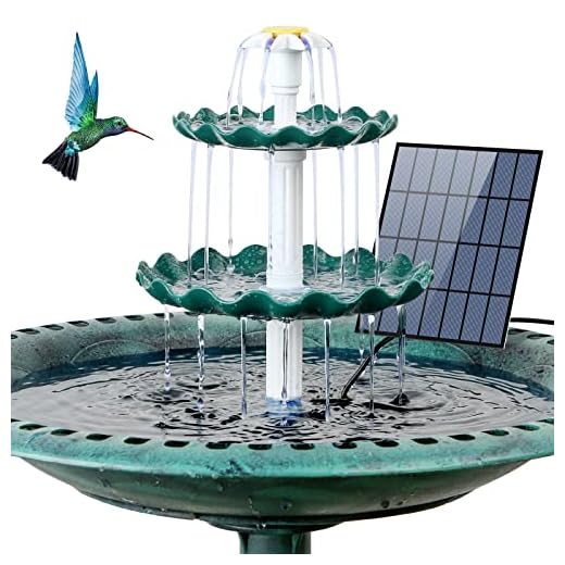 AISITIN 3 Tiered Bird Bath with 3.5W Solar Pump, DIY Solar Fountain Detachable and Suitable for Bird Bath, Garden Decoration, Outdoor Bird Feeder