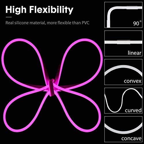 Image of ElekmA 12 Volt DC NEON Led Rope 120 LEDs /Meter For Indoor /Outdoor Decoration Silicon Flexible LED Strip /Rope Neon Light Rope, Waterproof Outdoor Flexible Light with 12 Volt Supply, Silicone Light for Diwali, Christmas, | 120LED /M | 5 Metre | 12 Volt DC | (Pink)